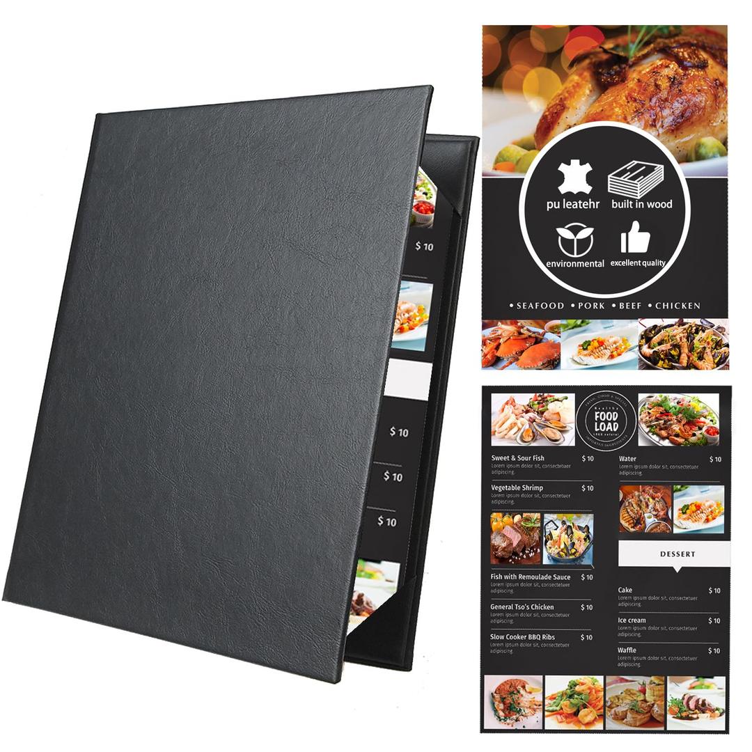8.5x11 Restaurant Menu Book Cover Holder Water Proof Dinner Menu Cover Holder for Restaurant Hotel Bar Cocktail Menu Folder