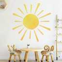 35.4" x 35.4" Watercolor Boho Sun Wall Decals Peel and Stick, PVC Sunrise Wall Stickers, Yellow Sunshine Wall Art Decor for Kids Room Playroom Nursery Bedroom (Boho Sun-3)