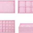 Stratalife Set of 3 Earring Holder Organizer Drawer Jewelry Organizer Tray Jewelry Tray Bracelet Organizer Jewelry Trays for Drawers Removable Dividers Jewelry Holder Drawer Inserts Pink
