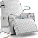 TAOCOCO Waterproof Recliner Chair Covers with Leg Strap 1 Piece Recliner Covers for Recliner Chair for Pets Kids, Washable Reclining Chair Cover Furniture Protector with Straps (23'' Small, Ivory)