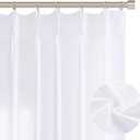 White Pinch Pleated Semi Sheer Curtains 108 Inches Long for Bedroom Living Room Modern Farmhouse Neutral Decor Back Tab Privacy Boho Semi Sheer White Linen Textured Curtain 2 Panels 108 Length (50"W x 108"L (Pack of 2))
