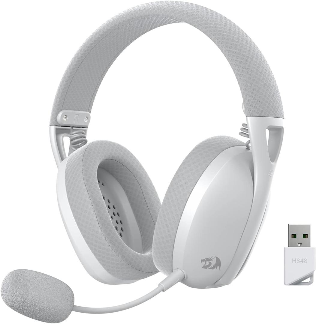 Redragon H848 BT Wireless Gaming Headset - Lightweight - 7.1 Surround Sound - 40MM Drivers - Detachable Microphone - Multi Platforms for PC, PS5/4/3, Switch, Mobile