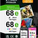 68XL Ink Cartridges Black and Color Combo Pack Replacement for HP Ink 68 68e for Envy 6100e 6500e Series Ink Works for Envy 6100e 6552e 6555e 6558e 6155e 6152e Printer (1 Black, 1 Color)