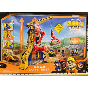 Nickelodeon Paw Patrol Rubble Bark Yard Crane Tower with Rubble, Bulldozer, Sand