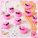 Sosation 36 Packs Mini Rubber Ducks with Sunglasses Sets 2.2 Inch Bath Squeaky Rubber Duckies Cute Float Bathtub Toys for Birthday Party Favors Class Carnival Prizes Car Decor(Pink)