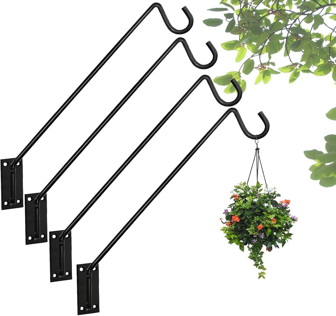 Deck Hook Bird Feeder Hanger Hook Wall Mounted 13.3 Inch 4 Pack for Planters,Plants Flower Suet Baskets,Lanterns,Wind Chimes Holiday Decoration (4)