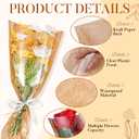 Gilprop 30 Packs Flower Wrapping Bags Kraft Paper Floral Packing Sleeves Bouquet Clear Flower Wrapping Sleeves for Wedding, Birthday Gift,16.5 x 9.5 x3.5 inch