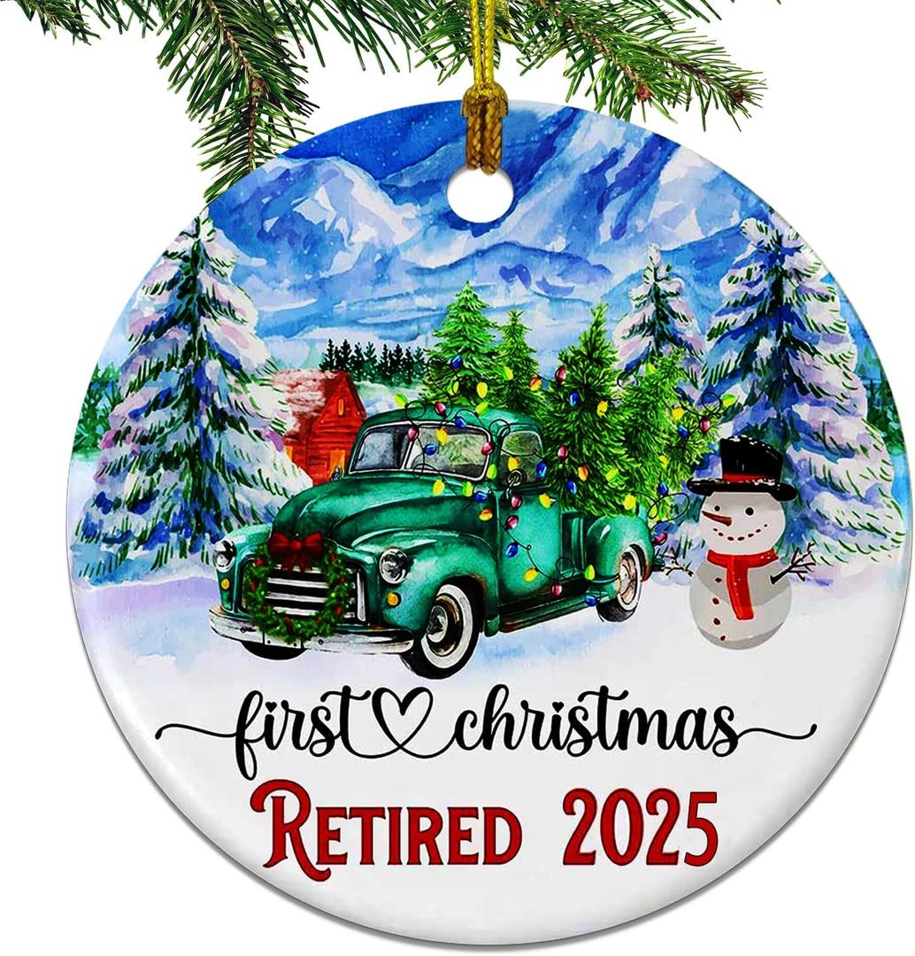 JUNQIU Retirement Ornament 2025, Best Retirement Gift for Woman Or Men - Retired Gifts for Women Mom Nurses Teacher, Retirements Decorations - First Christmas Retired Ornament 2025