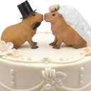 Sliner Capybara Cake Topper Couple Wedding Cake Toppers Decor Funny Bride and Groom Animal Theme Wedding Decor Novios Para Pastel for Engagement Bridal Showers Funny Couple Statue Anniversary