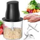 Electric Chicken Shredder, Automatic Food Chopper with Chicken Breast Shredder & Meat Grinder, 2 Sets of Blades for Chicken/Pork/fish/Vegetable/Baby Food (Black)