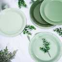Whaline 40Pcs Sage Green Paper Plates 4 Colors Gradient Green Disposable Plates 9 Inch Solid Color Decorative Round Plate for One Lucky Duck Theme Wedding Birthday Baby Shower Table Decor Party Supply