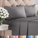 Twin XL 4 Piece Sheet Set - Comfy Breathable & Cooling - Ultra-Soft Hotel Luxury Bedding Set w/ 8-16 Inch Deep Pockets - 1 Flat & 1 Fitted Sheet & 2 Pillowcases - Wrinkle Free & Easy Care - Dark Grey