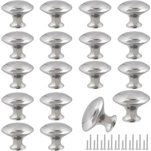 Romeda 30mm Silver Cabinet Knobs - 18 Pieces Drawer Pulls for Dressers, Kitchen, Cabinets With Screw (Round-type Silver)