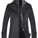 ELETOP Men's Pea Coat Winter Wool Jacket Short Trench Coat Windbreaker 1109 Grey L