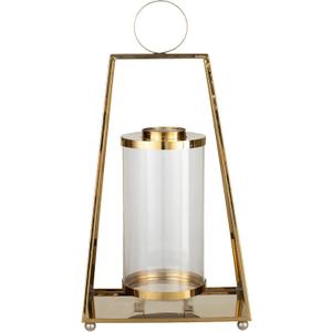 Stainless Steel Decorative Lantern, 13.8" Tall Metal Hanging Lanterns, with Clear Glass Panels Metal Candle Lanterns, for Living Room, Tabletop, Indoor Outdoor Events Weddings (Without LED)