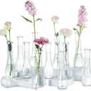 NUPTIO Glass Bud Vases Centerpiece: 12 Pcs Small Flower Vase for Wedding in Bulk - Cute Clear Ribbed Vase for Party Events Home Table Decor