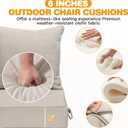 Patio Furniture Cushion Set, 24 x 24 x 6 Replacement Outdoor Chair Cushions for Patio Furniture with Removable Cover, Buckle straps, 30D High Density Sponge Filling Wicker Chair Cushion, Beige, 24x24x6 Inch | 2 Pack