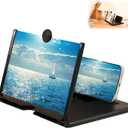 Smartphone Screen Magnifier, 3D HD Mobile Phone Magnifier Projector Screen Enlarger for Movies, Videos, and Gaming, Foldable Cell Phone Stand with Screen Amplifier, Supports All Smartphones (12Inch)
