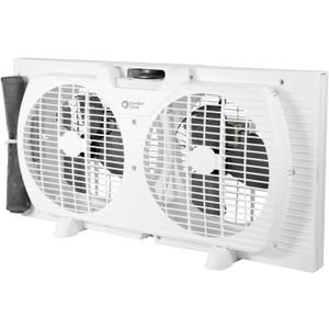 Comfort Zone 9-Inch 3-Speed Reversible Twin Window Fan  Dual Blade Window Exhaust Fan with Auto-Locking Expanders, 22.25" to 33" Wide  Tabletop Feet & Removable Bug Screen included (White)