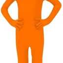 Orange Body Suit Yellow Mustache and Eyebrows for Adult Open Face Bodysuit Costume for Halloween Cosplay Outfits S 150