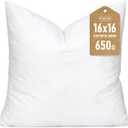 Artscope Synthetic Down Pillow Insert, 16x16 Down Alternative Throw Pillow Insert. Ultra Soft Fluffy Sleeping Pillow with 100% Cotton Cover, Decorative Pillows-White.