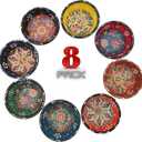 Decorative Turkish Ceramic Bowl Set of 8 Serving-Handcrafted(3.14''- 8cm) 2.5oz Pinch sauce Multicolor Dipping Finger Small Serving Charcuterie Bowls(Multi 3)