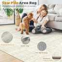 8x10 Area Rugs Washable Rug, Abstract Living Room Rug Large Neutral Modern Area Rug Soft Non Slip Low Pile Stain Resistant Indoor Carpet for Bedroom Nursery Kids Dining Room Office(Beige, 8'x10')