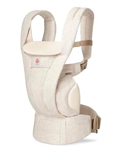 Ergobaby Omni Deluxe Baby Carrier for Newborn to Toddlers 0-48 Months (7-45 lbs) - 4-Position Natural Linen Baby Carrier with Ergonomic Support, Storage Pockets, and Sun Hood - Natural Linen