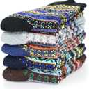 YZKKE 5Pairs Men Wool Socks Thick Thermal Hiking Winter Warm Boot Heavy Soft Cozy Socks for Cold Weather (One Size, Mul-3)