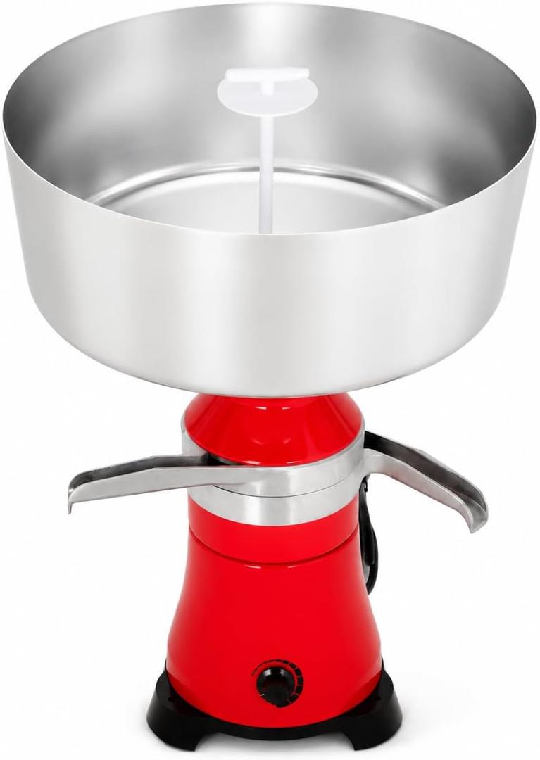 Electric Milk Cream Separator, 100L/H Centrifugal Separator with 10L Aluminum Alloy Bowl, Adjustable 1:3-1:12 Ratio, 5000-11000 RPM, 110V 100W for Fresh Cow Goat Sheep Milk