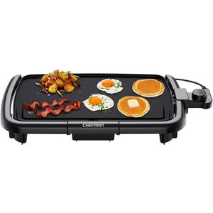 Chefman Electric Griddle with Removable Temperature Control, Immersible Flat Top Grill, Burger, Eggs, Pancake Griddle, Nonstick Easy Clean Cooking Surface, Slide Out Drip Tray, 10 x 16 Inch