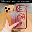 for iPhone 17 Pro Case, Glitter Clear Cute Paw Love Heart, Compatible with MagSafe, Strong Magnetic Full Camera Lens Protection Cover, Soft Slim Bling Phone Case 6.3" - Red