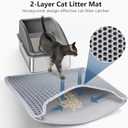 Stainless Steel Litter Box, Extra Large Litter Boxes for Big Cats, XL Metal Cat Litter Box with Lid, Anti-Urine Leakage, Non-Sticky, Include Cat Mat and Litter Scoop (Gray)