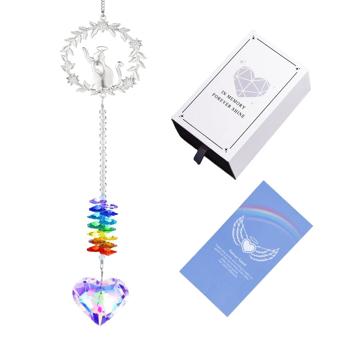 IcosaMro Pet Memorial Crystal Suncatcher, Dog Memorial Gifts for Loss of Dog, Cats & Dogs Sympathy Remembrance Bereavement Gift Sun Catcher for Loss of Pet, Pet Pass Away Gift