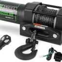 3500 lb Winch ATV UTV Electric Winch,12V Waterproof Winch Synthetic Rope Trailer Electric Winch with Wired Remote and Wireless Remote for ATV UTV Towing,Boat,Off-Road