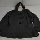 Women's Warm Coat Horn Button Slim Coat Fleece Hooded Coat Thickened Pocket Coat
 XL