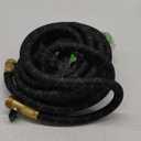 PowerFlow Garden Hose, NON-EXPANDABLE 25 Feet Premium Quality Stainless Steel Metal Water Hose with Durable Fabric Skin, Hose For Commercial, Residential Use, Bonus 10-way Spray Nozzle (25 Ft, Black)