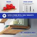 Goovilla Shelf Bracket, Heavy Duty Floating Shelf Brackets 12 inch Long, 4 Pack Brackets for Shelves, Black Coated Metal Wall Shelf Support Brackets with 1/5 Inch Thick and 160 lb. Load Capacity