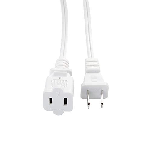 5 FT Power Cable 2 Prong, AC Outlet Polarized US Indoor Male Female Extension Cord for NEMA 5-15P to NEMA 5-15R, 10A 125V, White
