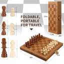 2 in 1 Magnetic Chess Set & Checkers Board Game, 15" Handmade Folding Chess Board, Portable Travel Chess Set, Beginner Chess Board Game for Adults & Kids (15 Inch) (Light Brown)