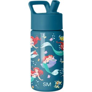 Simple Modern Kids Summit Water Bottle with Straw Lid | Disney Little Mermaid 14oz Stainless Steel Cup Insulated Tumbler for Girls, School | Ariel's Day Dream