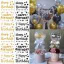 Happy Birthday Stickers for Balloons, 12 Pieces Bobo Party Balloon Stickers Gold Black Letter Decals DIY Paster Celebration Birthday Party Supplies Gift Box Decoration