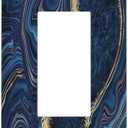Modern Luxury Navy Blue Gold Marble Abstract 1 Gang Light Switch Cover Decorative Wall Plate Single Rocker GFCI Electrical Switchplate Covers for Living Room Home Decor Mid Size