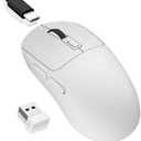 MELOGAGA Wireless Gaming Mouse, 2.4G/Bluetooth 5.4/USB-C 3-Mode Wired/Cordless Game Mice with 8 Adjustable DPI, Ergonomic Rechargeable Computer Mouse for PC, Mac, PS5, Tablet -White