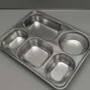 Set of 2 Stainless Steel Rectangular Divided Plates Tray 5 Sections Dinner Plates for Adults - Unbreakable Metal Plate for Campers, and Portion Control Reusable Plate