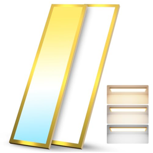 1x4 FT LED Flat Panel Light Surface Mount with Gold Border-50W 5500LM 120V 3000K/4000K/5000K Triac Dimming 10%-100% Kitchen Lights Ceiling Flush Mount for Garage/Basement/Shop