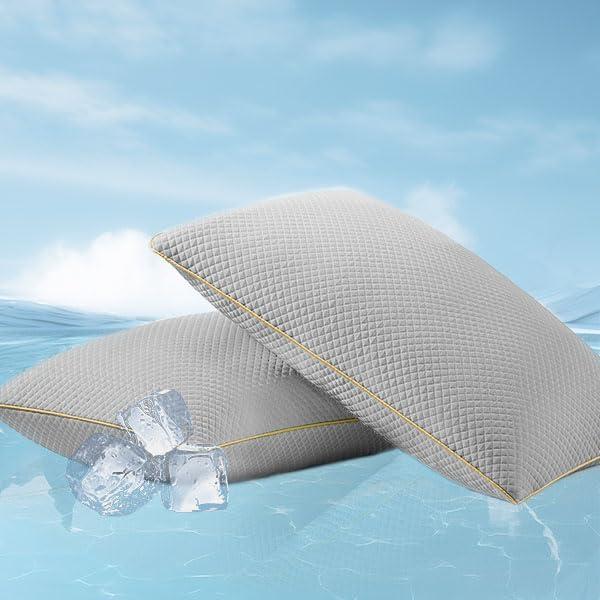 Moonrite Cooling Pillows Queen Size Set of 2 - Shredded Memory Foam Pillows, Breathable Bed Pillows for Side/Back/Stomach Sleepers, Machine Washable Cover for Hot Sleepers 20x30 Inches, 2 Pack