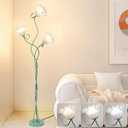 MUMENG 3 Heads Flower Floor Lamp, Vintage Corner Floor Lamp with Flexible Neck Shaft, Standing Lamps Tall Lamp for Home Decor, Living Room, Bedroom, Office, Lily of The Valley Lamp