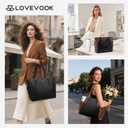 LOVEVOOK Laptop Tote Bag for Women With Large Cup Holder, Leather Work Tote Bag for Women,17.3 Inch Professional Computer Briefcase Business Teacher Commuter Shoulder Bag,Office Travel Gift