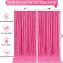 Hot Pink Backdrop Curtain 2 Panels-Wrinkle-Free Polyester Photography Drapes for Wedding Party Photo Background Decorations- 8 X10FT (Hot Pink)